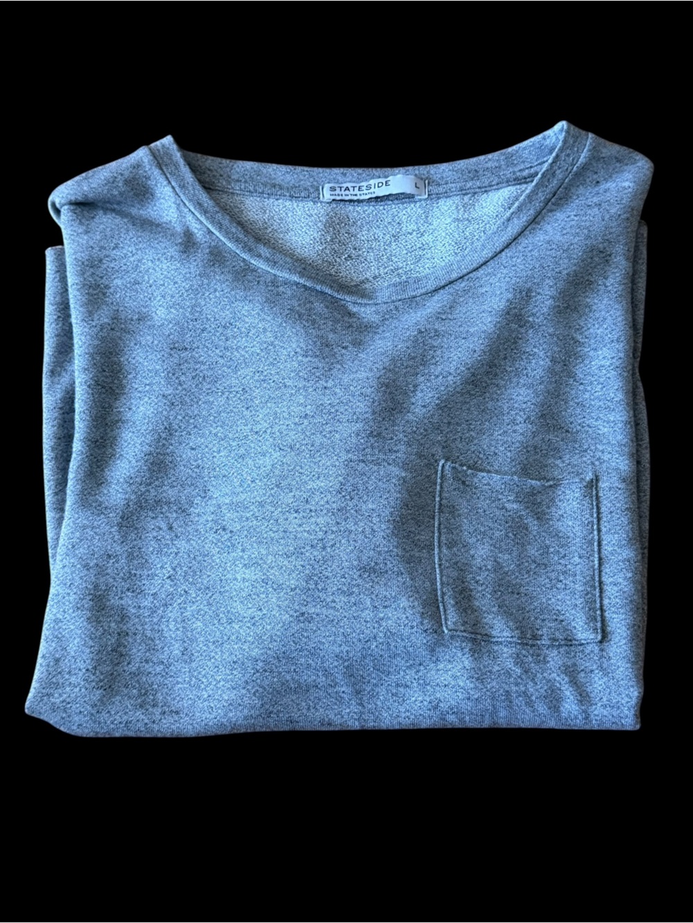 Stateside Heather Gray Short Sleeve Pocket French Terry Top Shirt Size Large L